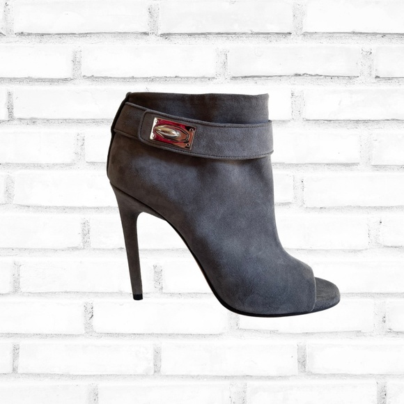Givenchy Suede Shark-Lock Open Toe Bootie - Picture 1 of 6